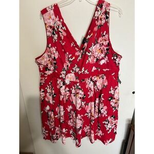 Torrid Red Floral Print Sleeveless‎ V-Neck Empire Waist Plus Size Dress 28